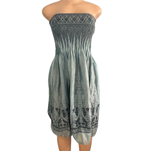 3/$30 🍂 Anthropologie Lapis Boho Convertible Tube Dress CoverUp Maxi Skirt Blue - Picture 2 of 11